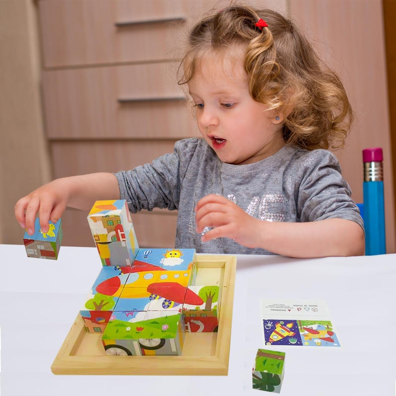 Aykzaqe Cube Puzzle with Storage Tray,Toddler Kids Puzzles Ages 3 4 5 6,Educational Learning Montessori Toys for 3 4 5 Year Old,Puzzles for Kids 3-5 4-6 Years Old,4 Packs(6 Puzzles of one Pack) - Image 2